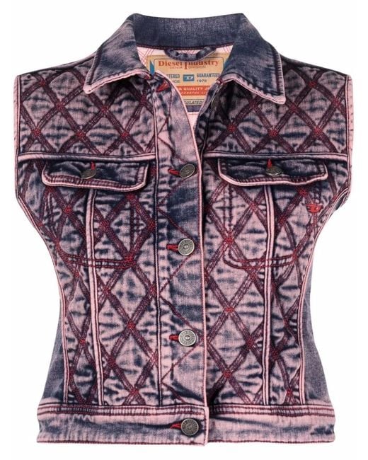DIESEL Purple Contrast-Stitching Cropped Vest