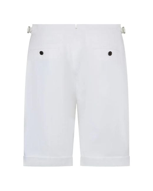 Moorer White Pleated Shorts for men