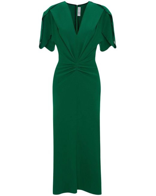 Victoria Beckham Midi-jurk Met V-hals in het Green