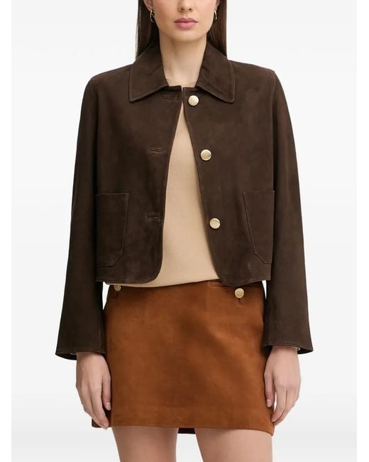 Pedro Del Hierro Madrid Brown Buttoned Suede Jacket