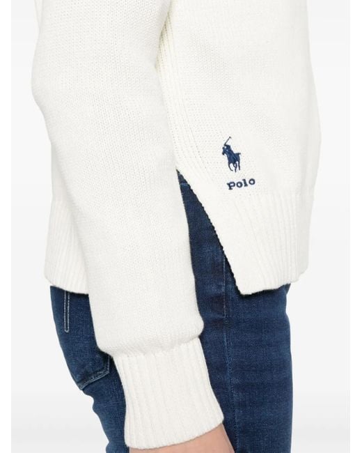 Polo Ralph Lauren White Classic Crew Neck Long Sleeve Pullover