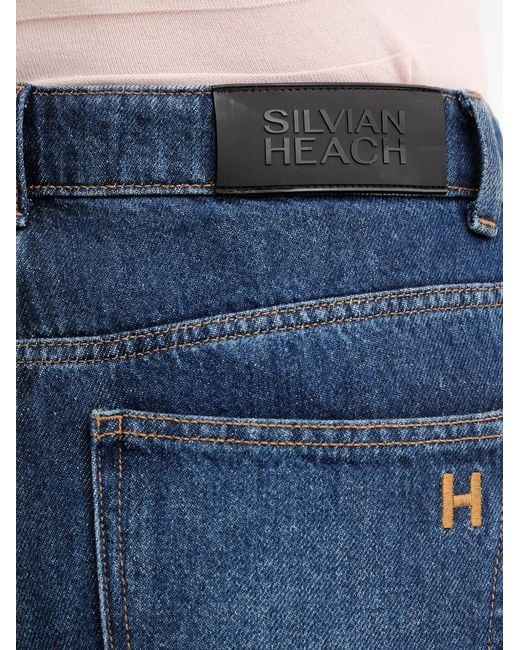 Silvian Heach Blue Stever Pressed-Crease Faded-Effect Jeans