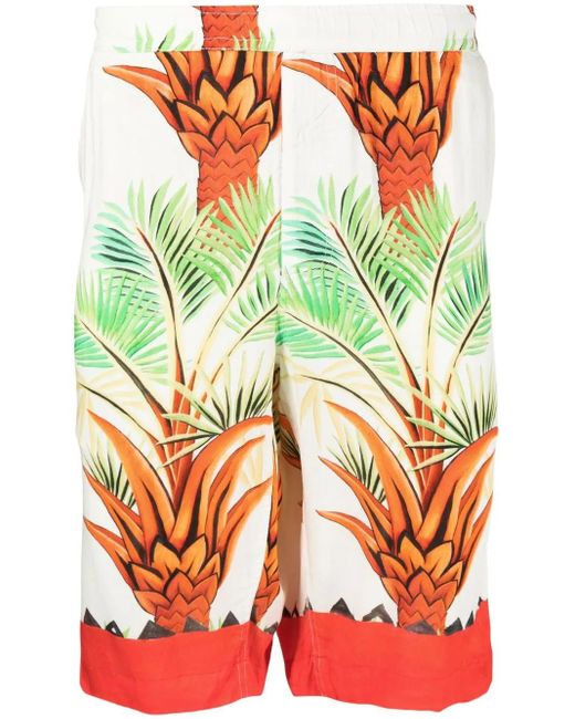 Endless Joy Multicolor Date Palm Motif-Print Bermuda Shorts for men