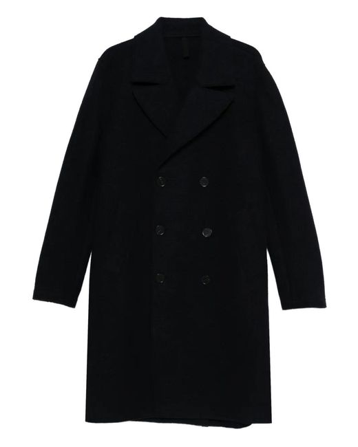Harris Wharf London Black Double-Breasted Wool Coat for men