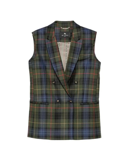 Etro Green Double-Breasted Gilet