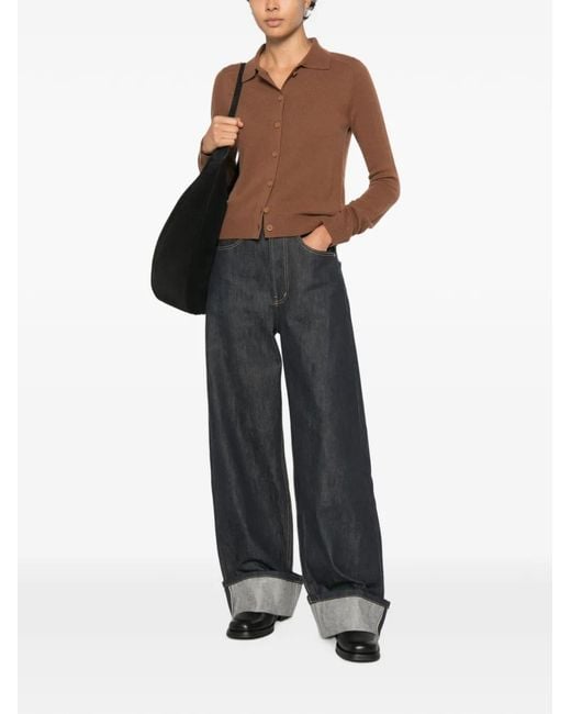 iBlues Brown Button-Up Collared Cardigan