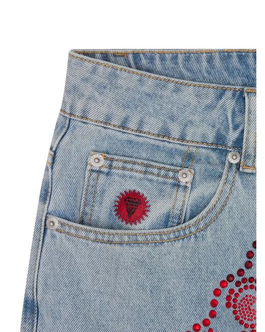 ICECREAM Blue Light Wash Beaded Jeans