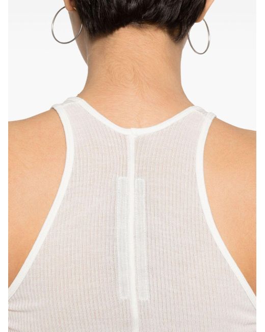 Rick Owens White Fine-Ribbed Tank Top