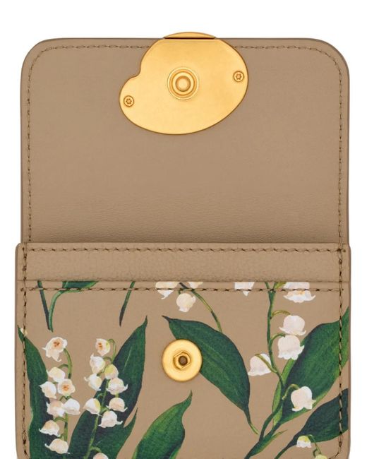 Oscar de la Renta Green Lily Of The Valley-Printed Card Holder