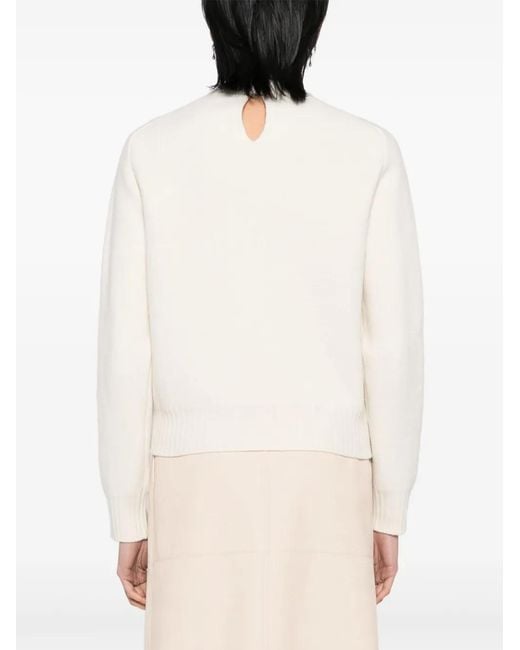 Jil Sander White Long-Sleeve Crew-Neck Jumper