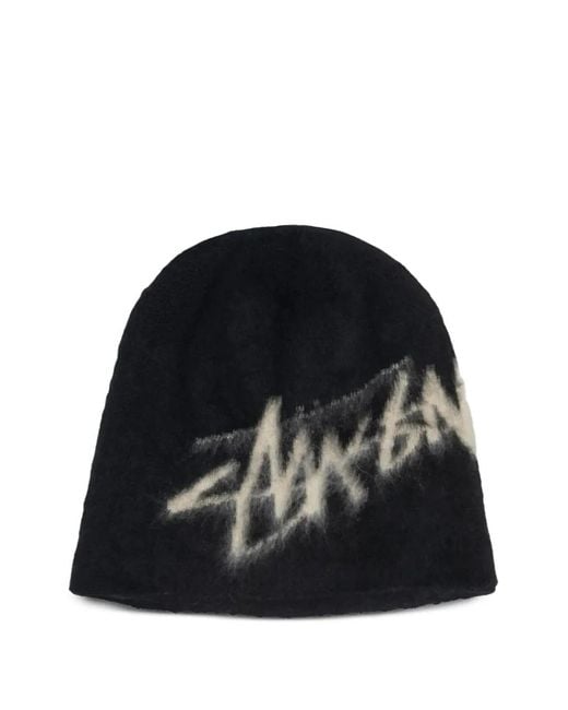 Stussy Black Brushed-Texture Skullcap