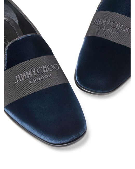 Jimmy Choo Blue Thame Velvet Slippers for men