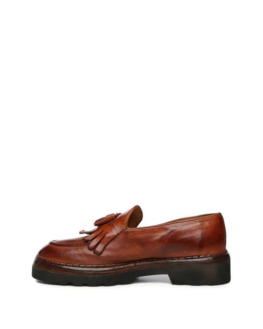 Eleventy Brown Tassel Leather Loafers for men