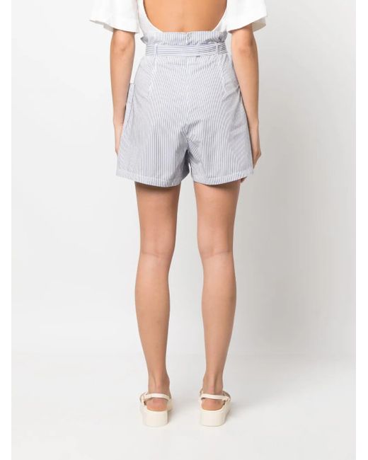 Philosophy Di Lorenzo Serafini Blue Striped High-Waisted Shorts