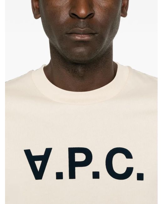 A.P.C. Natural Logo-Print T-Shirt for men