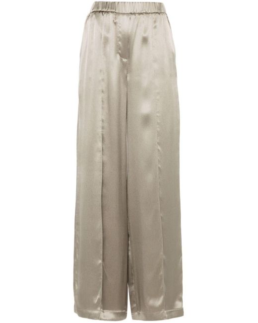 Loewe Natural Anagram-embroidered Satin Trousers