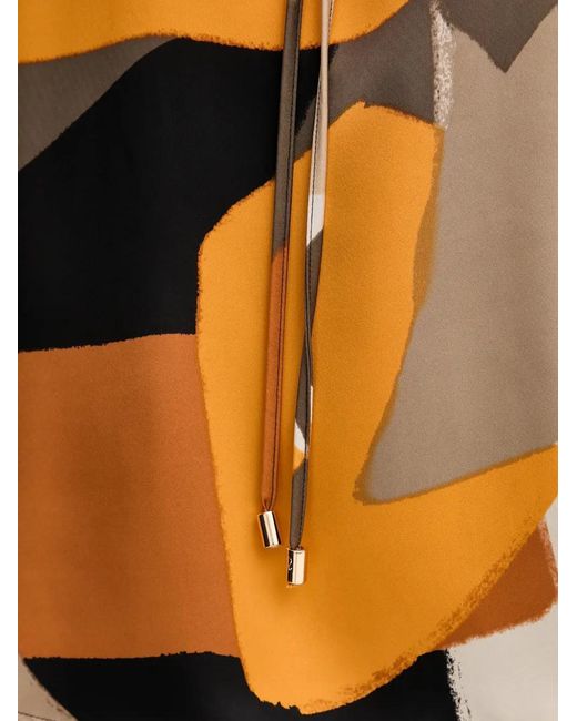 Joseph Ribkoff Orange Geometric Tie-Neck Blouse
