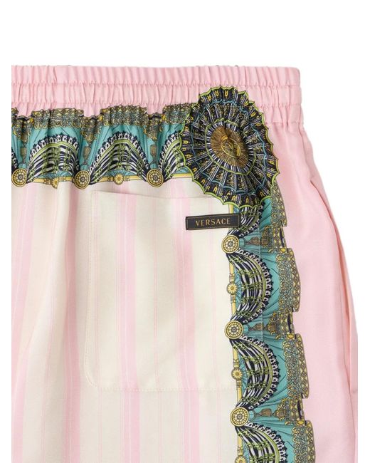Versace Natural Printed Silk Twill Pajama-Style Pants