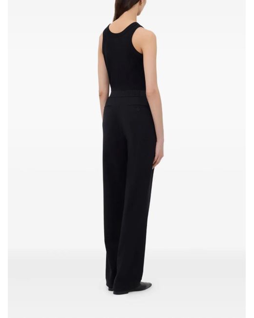 Loulou de Saison Black Pleated Elasticated-Waist Straight Trousers