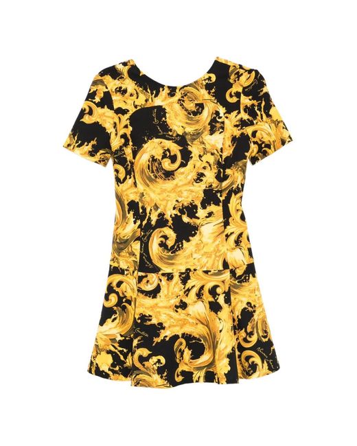 Versace Jeans Couture Yellow Baroque Print Mini Dress