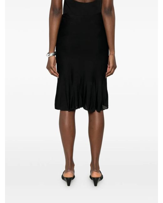 Totême Black Fluted-Hem Knitted Midi Skirt