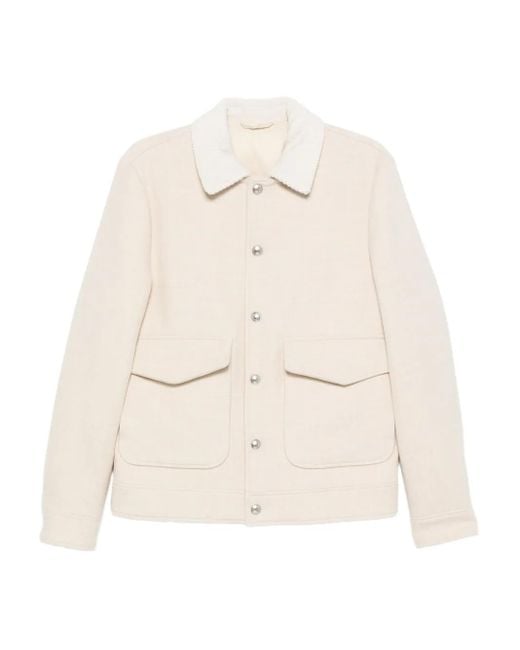 Eleventy Natural Corduroy-Collar Wool Jacket for men