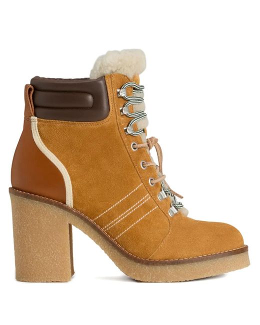 Woolrich Brown Lace-Up Shearling-Trim Boots