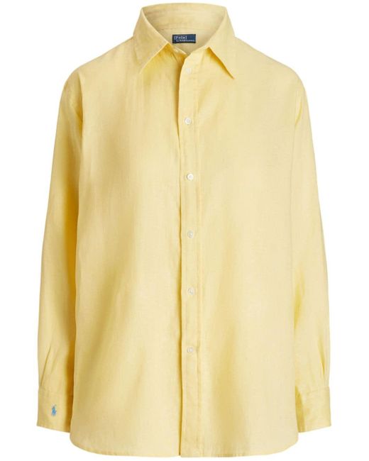 Polo Ralph Lauren Yellow Leinenhemd mit Polo Pony