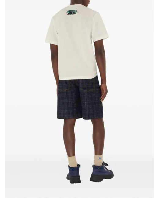 Burberry Blue Check Denim Shorts for men