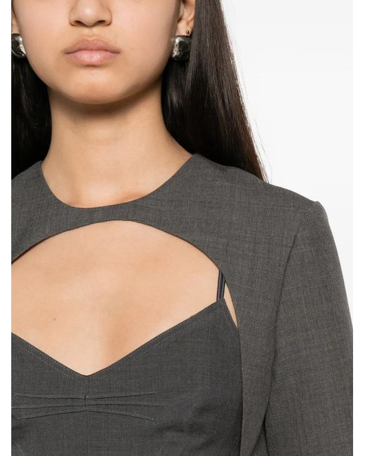 Jil Sander Gray Robe Courte En Sergé À Découpes