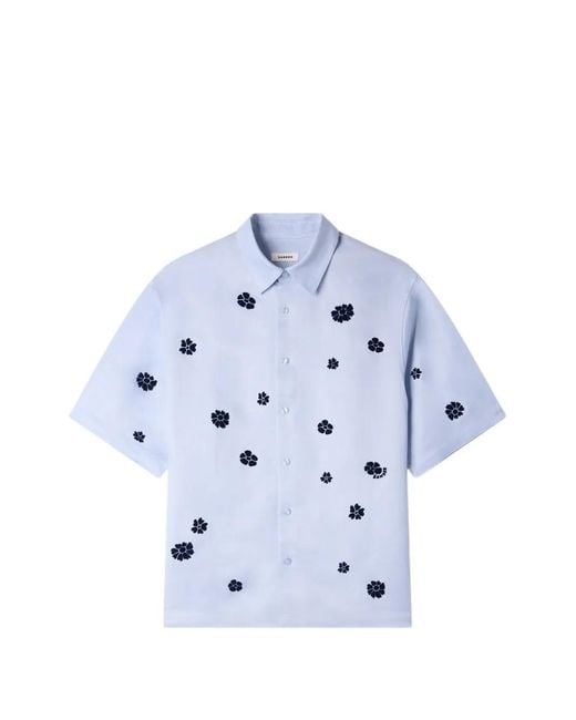 Sandro Blue Chemise À Fleurs Floquées for men