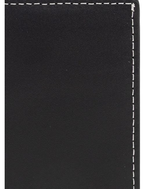 Duke & Dexter Black Porte-Cartes En Cuir À Coutures Contrastantes for men