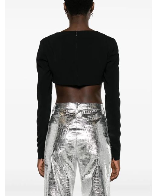 DSquared² Black Long-Sleeved Cropped Top
