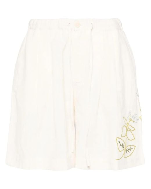 STORY mfg. White Bridge Floral-Embroidered Shorts for men