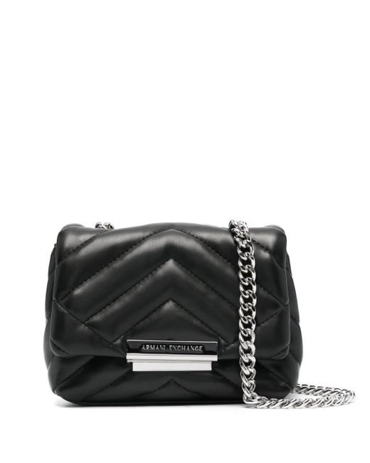 Armani Exchange Black Chevron-quilted Mini Bag