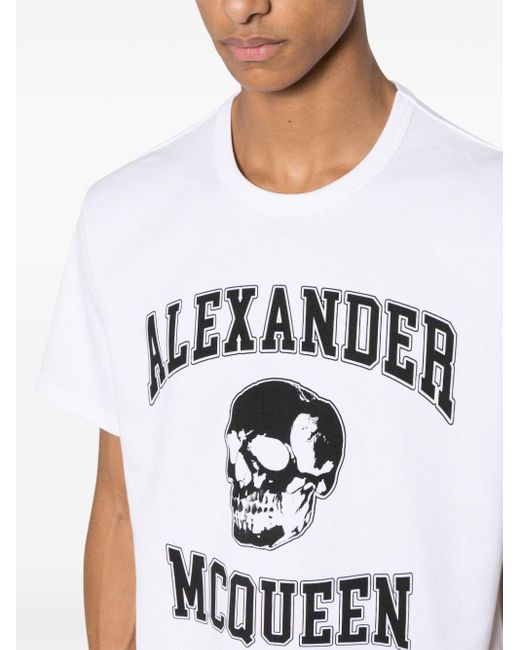 Alexander McQueen Katoenen T-shirt Met Logoprint in het Blue voor heren