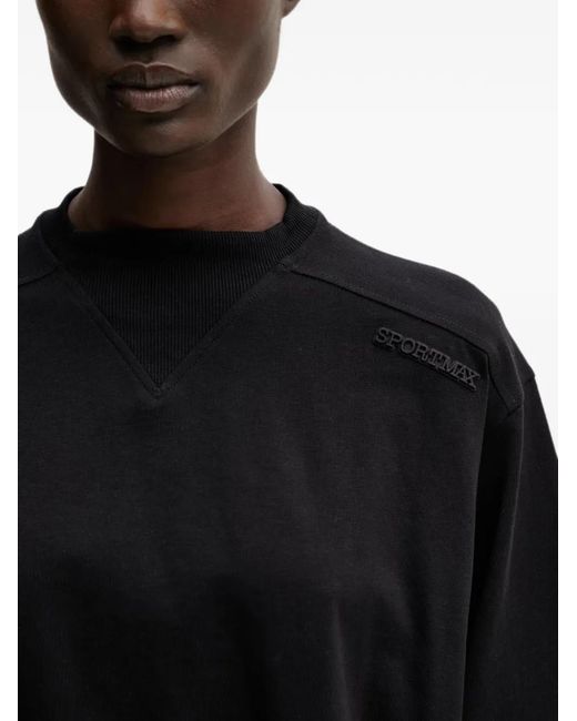 Sportmax Black Logo-Patch Cropped T-Shirt