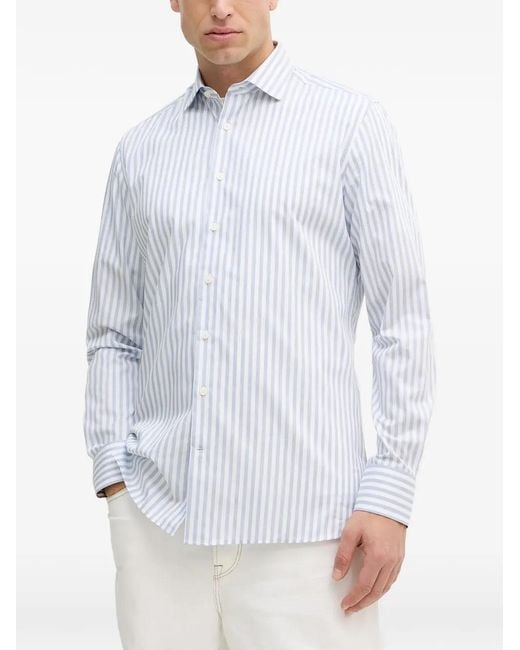 Hackett White Striped-Pattern Button-Fastening Shirt for men