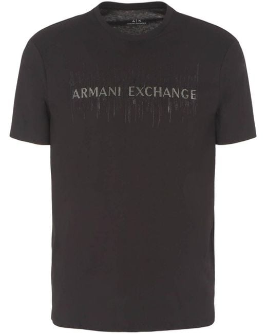 Armani Exchange Black Rhinestone-logo Cotton T-shirt for men