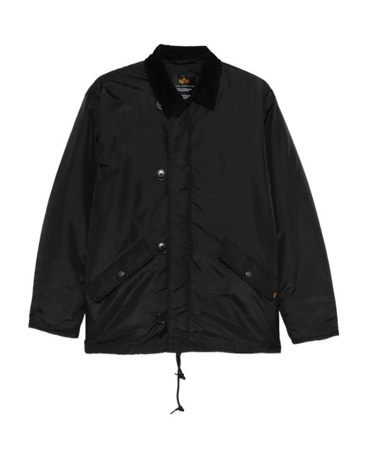 Alpha Industries Black Ecw 1978 Corduroy-Collar Impermeable Jacket for men