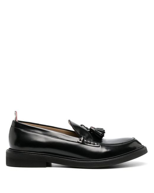 Thom Browne Black Tassel Leather Loafers for men