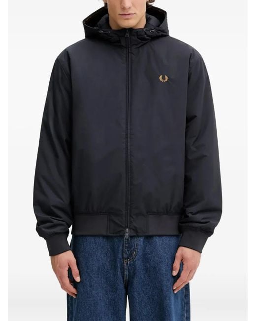 Fred Perry Blue Logo-Embroidered Bomber Jacket for men