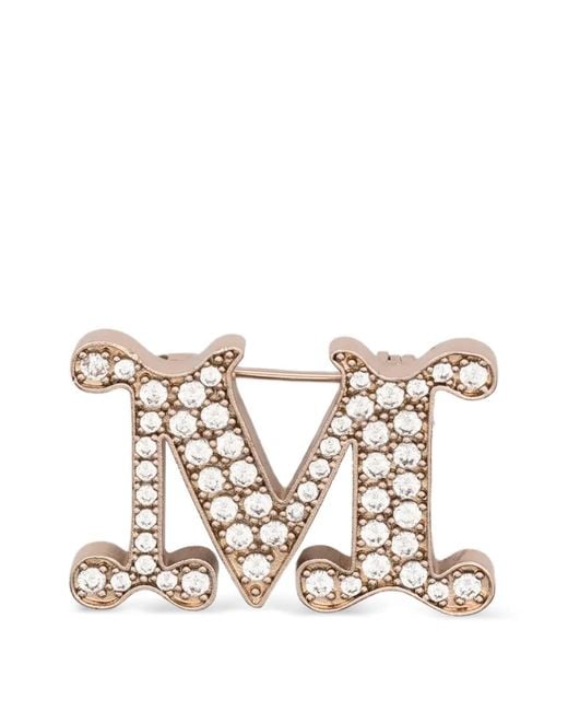 Max Mara White Brosche Mit Logo-Schild