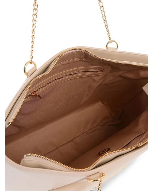 Moschino Natural Logo-Plaque Chain-Link Shoulder Bag