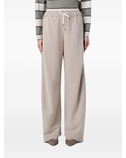 Brunello Cucinelli Natural Pantalon Ample À Lien De Resserrage