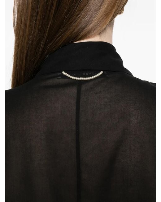 Carven Black Pearl-Appliqué Shirt