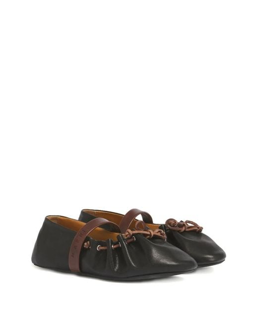 Marni Black Leather Mary Jane Soft Ballerinas