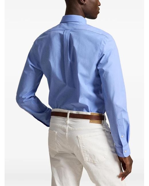 Polo Ralph Lauren Blue Slim Fit Stretch-Poplin Shirt for men