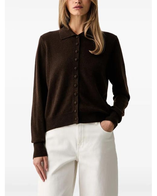 ViCOLO Black Button-Up Polo-Collar Cardigan