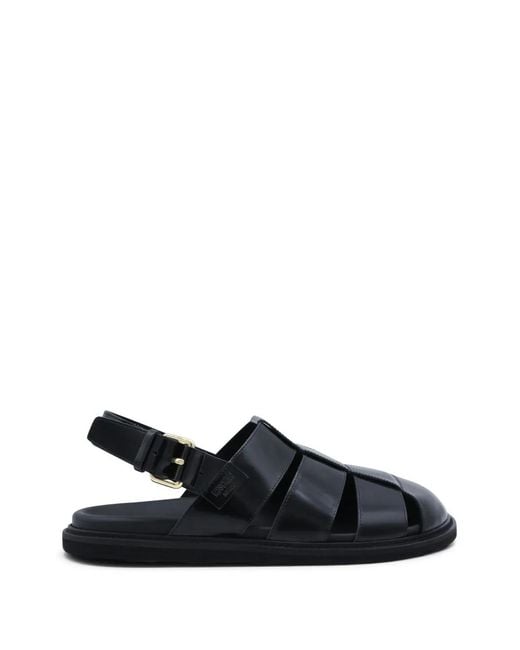 Moschino Black Strappy Buckle Leather Sandals for men